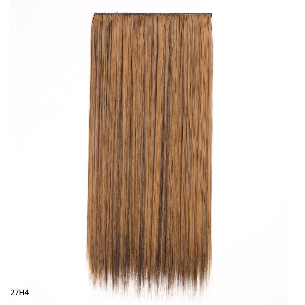 Synthetic Hair Extension Clip Ins One Piece With 5clips Long Straight Hair Brown Blonde Color For Women Daily Use