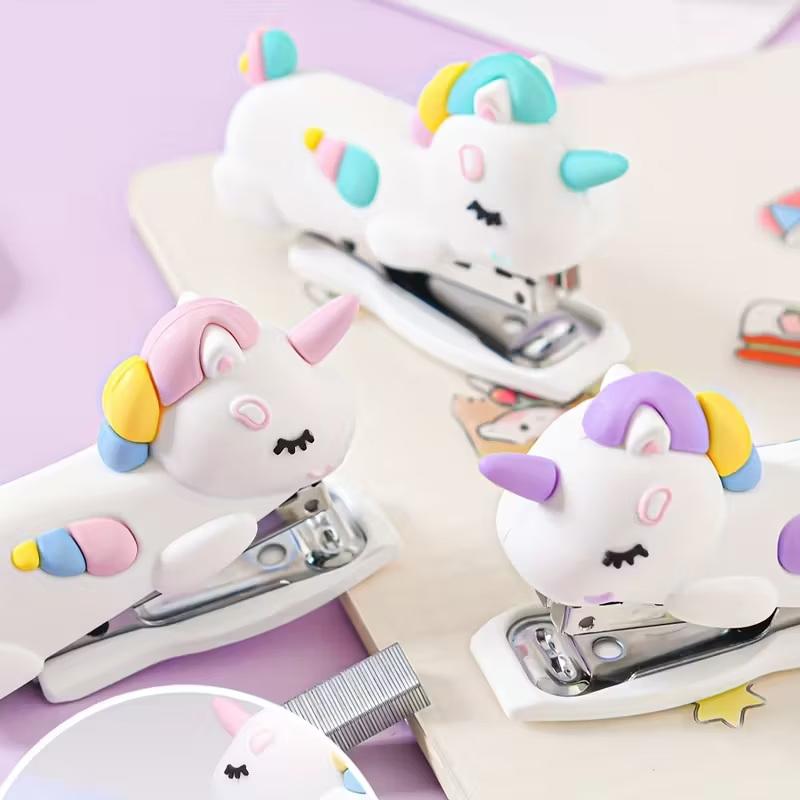 Stilvoller Mini Weißes Einhorn Hefter, Multifunktional, Geeignet für Büro- und Schulbedarf, Niedliche Schreibwaren und Kreative Geschenke