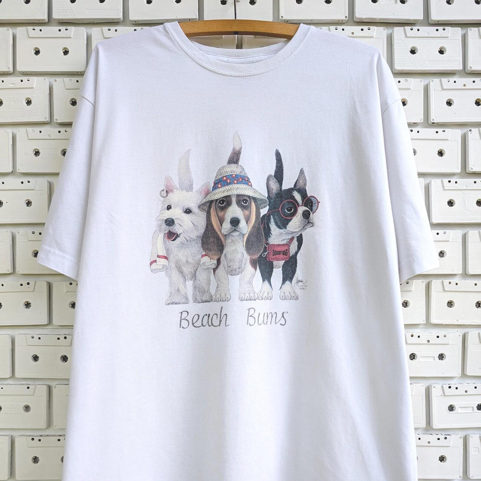 Vintage 90s 00s Beach Bums Cute Dogs T shirt Bob Harrison Art Print Tee Size XL S