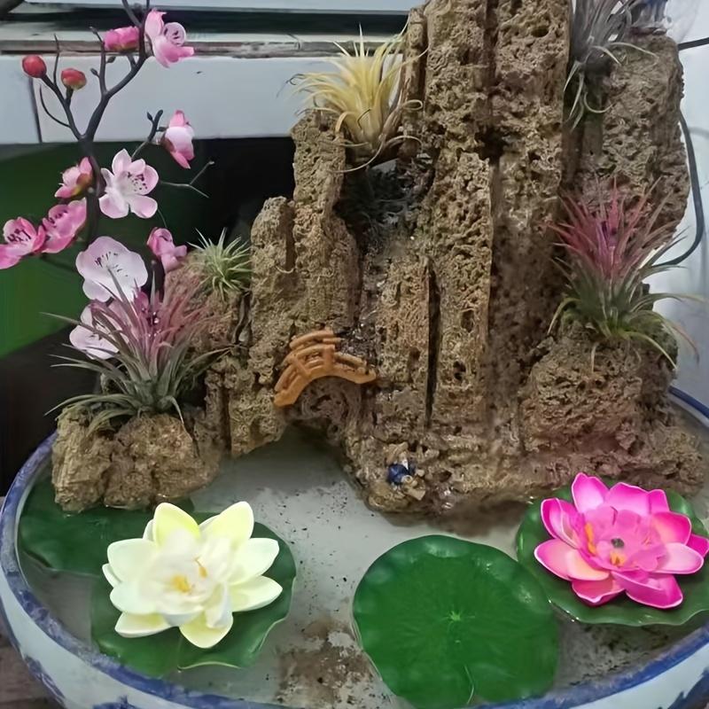 6-Pack Lifelike Lotus and Water Lily Set - Vibrant Colors - Durable Non-Fading Decor for Fish Tanks and Pools