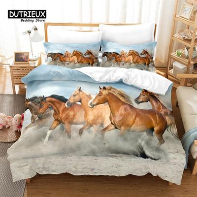 Animal Duvet Cover Set, Fashion Horse Bedding Set, Soft Comfortable Breathable Duvet Cover, For Bedroom Guest Room Decor