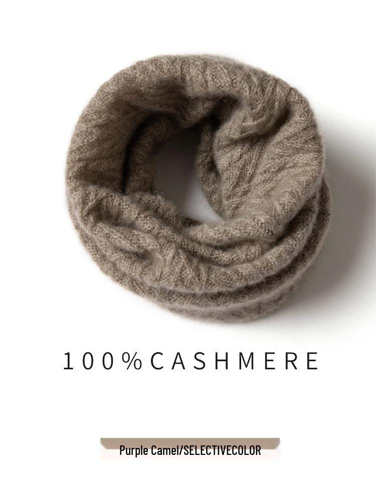 Unisex Solid Color Cashmere Wool Neck Warmer - Autumn/Winter Knitted Scarf for Students & Adults