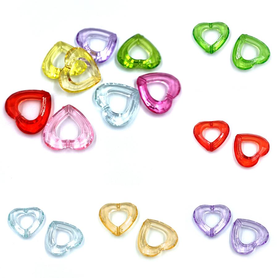 Lose Perlen Acryl Hohlherz Perlen 10 Stück Für Schmuckherstellung Handgefertigte Zubehör DIY Zubehör Bonbonfarbe Gefertigt