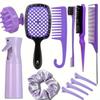 12-teiliges Frisurenkamm-Set, Spitzkamm, Haarsprayflasche, Haarschleifen-Webwerkzeug, Shampoobürste, Salon-Haarstyling-Werkzeug