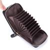 RFID Anti-Theft Cowhide Accordion Card & ID Holder with Zipper