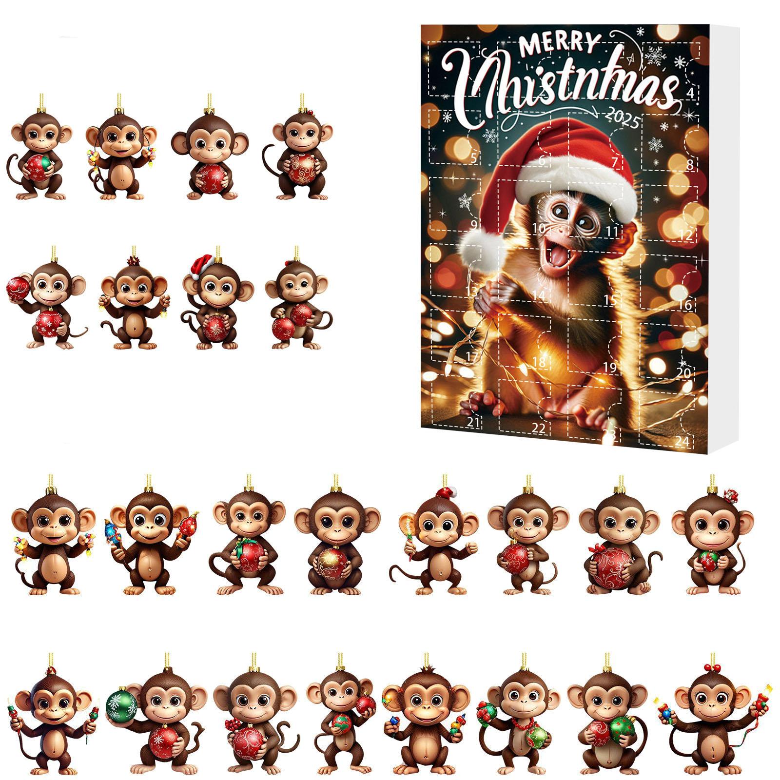 

Christmas Tree Decorations with Santa Hats Hanging Monkey Ornaments Mini Xmas Tree Monkey Pendant for Holiday Backpack Ornaments