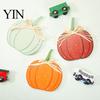Rustic Home Aesthetic Pieces 3Pcs Autumn Pumpkin Ornaments, Wooden with Hemp Rope Bow Multi Color Fall Ornaments Table Decor for Farmhouse Seasonal