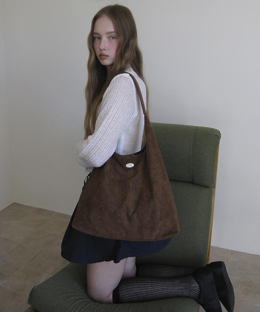 Dumaro Merci Suede Shoulder Bag / Dark Brown