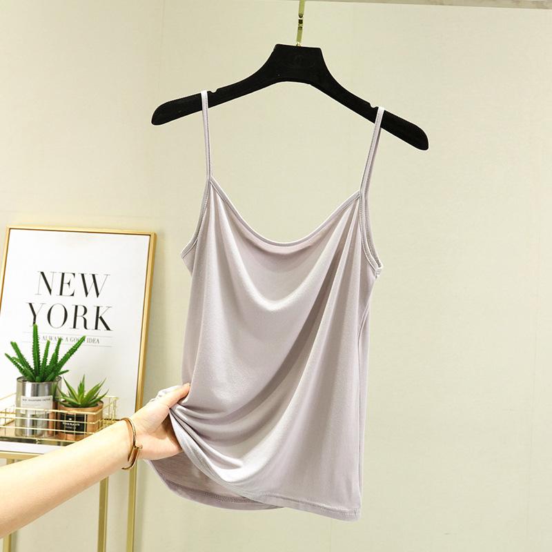 Modal sling vest women's summer white inner versatile one-word collar short breathable sleeveless bottoming shirt top