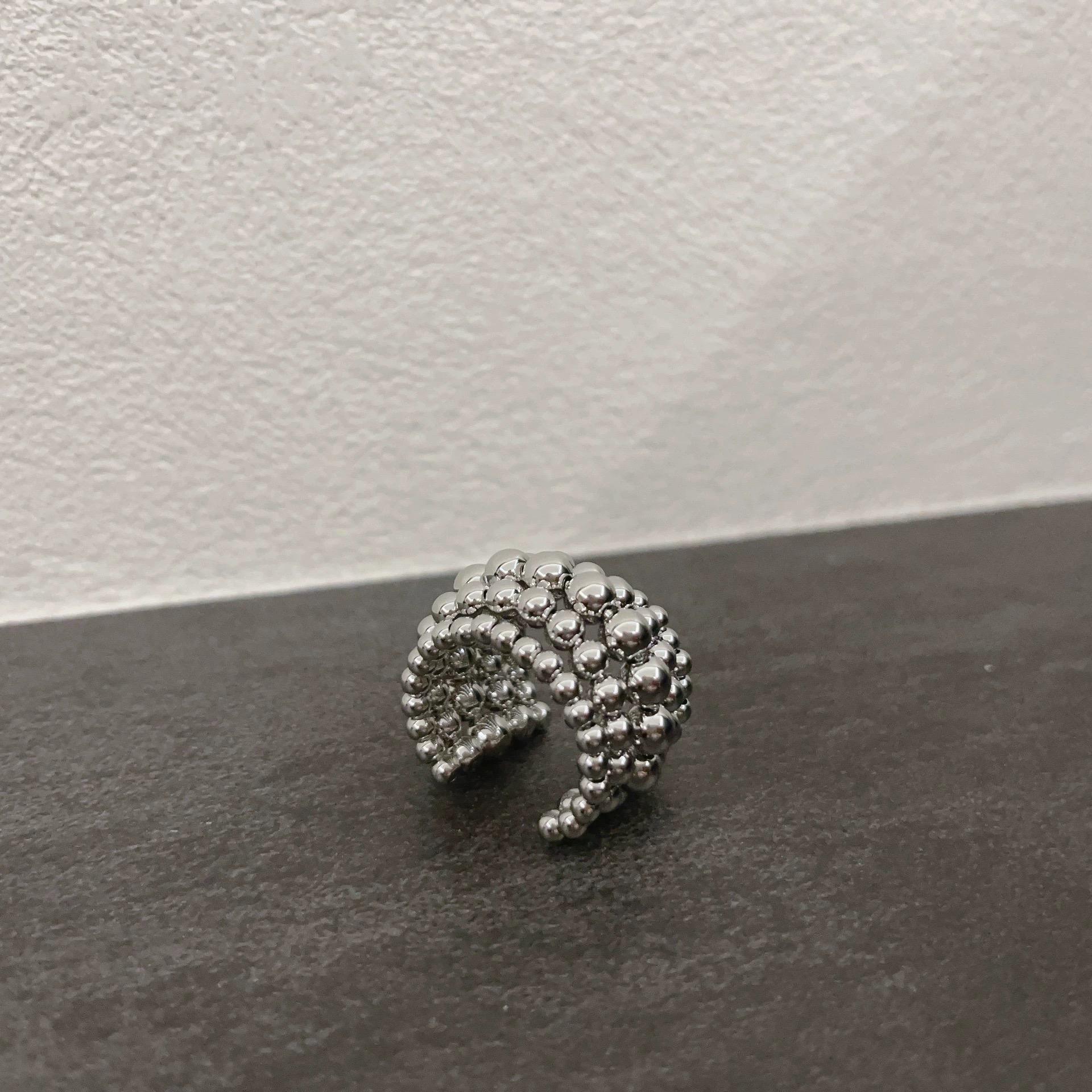 

European And American Multi-Layer Exaggerated Bead Chain Geometric Opening Ring Trend Design Sense Of Women Accessories Gift срібний