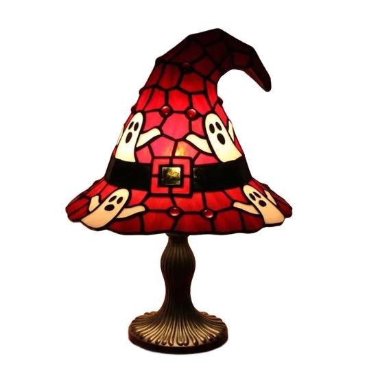 Lampa v podobě čarodějnického klobouku z vitráže, Ručně vyráběná retro pryskyřičná čarodějnická lampa, Gotická noční lampa v podobě čarodějnických klobouků napájená přes USB, Halloweenská dekorace do domácnosti