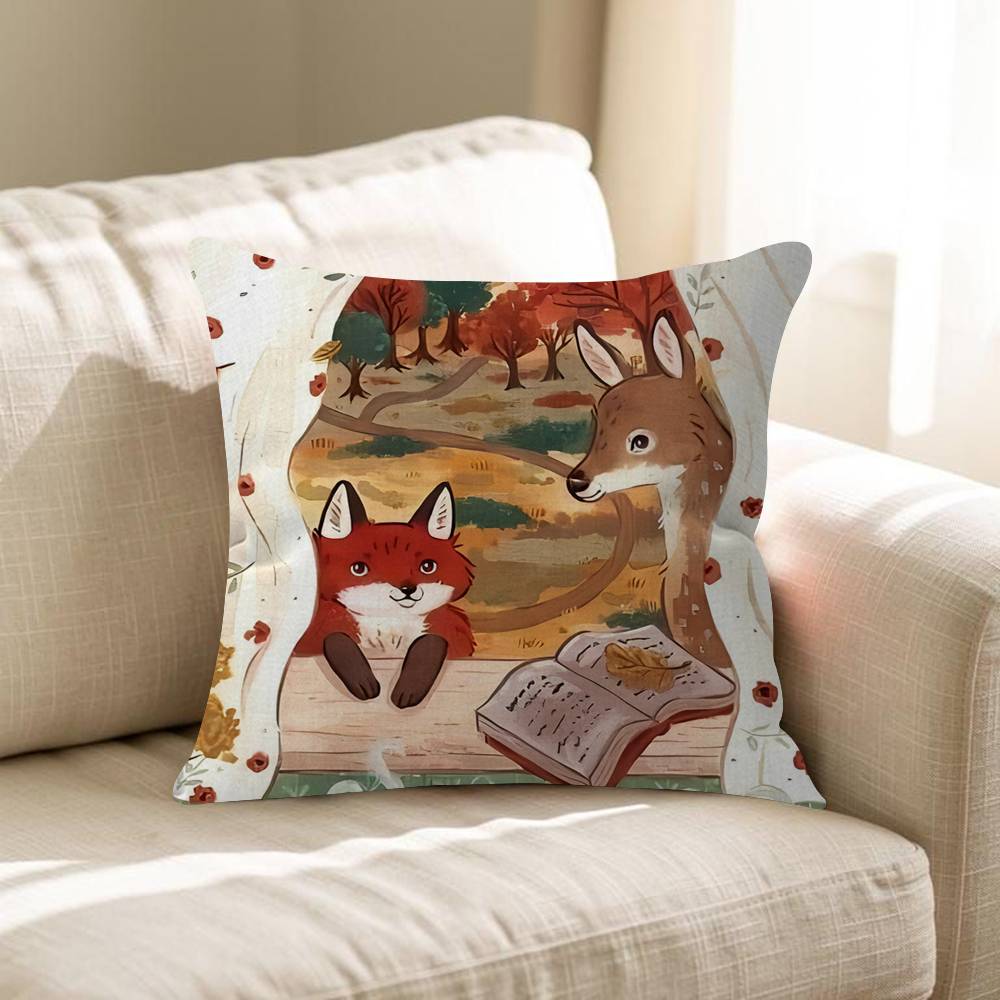 Cartoon Animal Bear Fox Squirrel Cushion Cover 30x50 Polyester Sofa Cushion Decorative Throw Pillows Home Decoration Pillowcover