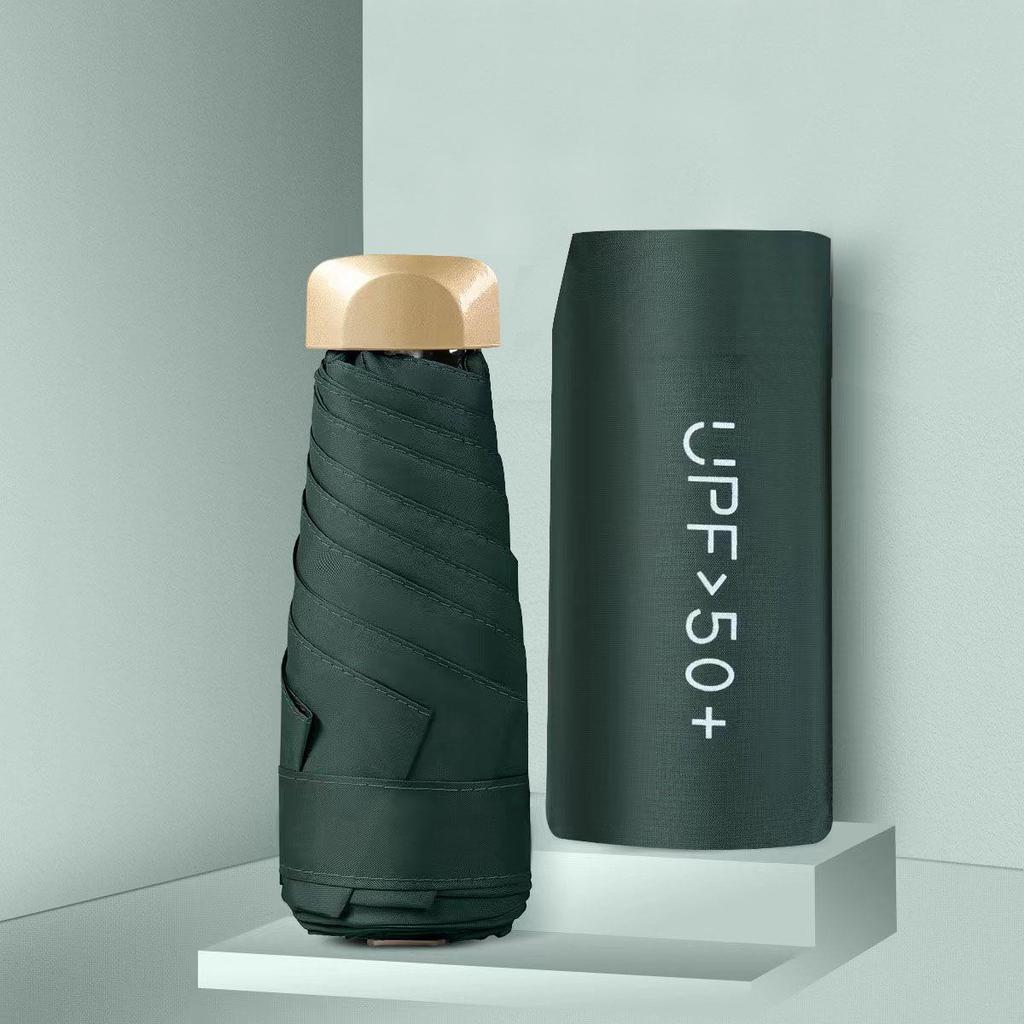 New Macaron Color Five-Fold Ultra-Light Sun Protection Compact Mini Umbrella with Buckle Handle