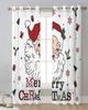 Christmas Santa Claus Sheer Curtains for Living Room Decoration Window Curtains Kitchen Tulle Voile Curtains