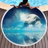 Celestial Bodies Moon Blue Night Sky Round Beach Blanket Super Soft Polyester Absorbent and Sandproof Beach Towel Picnic Blanket
