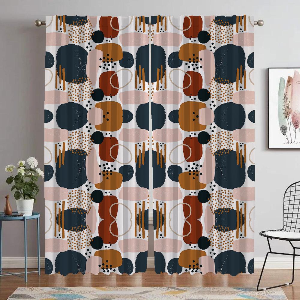 Art Pattern Partition Blackout Curtains for Living Room Curtain Halloween Decoration Home Interior Curtains 2 Pieces Shades