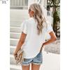 DX~~Short Sleeved Shirt Women's Summer Style Commuting V-neck Ruffle Top