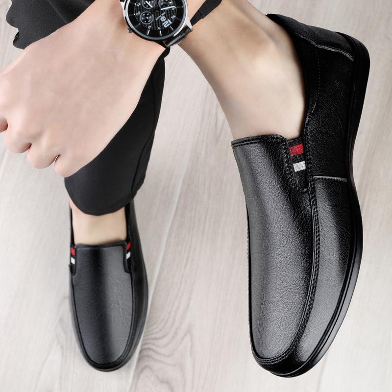 Black Shoes Men  Soft  Man Shoes High Quality Casual Genuine Leather Boat Shoes Men Flats  Driving Shoes