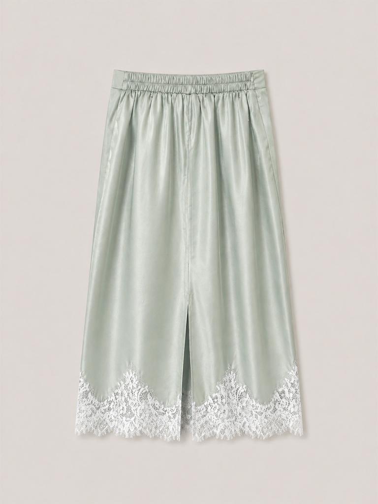 320 Showroom Lace Trim Satin Banding Skirt Mint