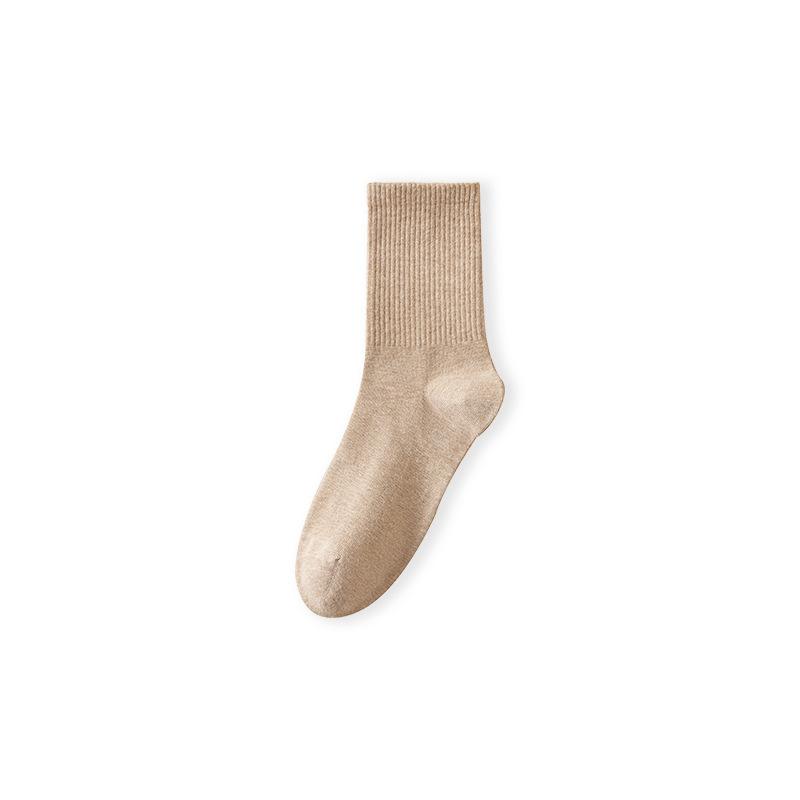 Pure Cotton Socks, Autumn and Winter Mid-tube Socks, Antibacterial and Sweat-absorbing Solid-color Antibacterial and Deodorizing Men's Cotton Socks