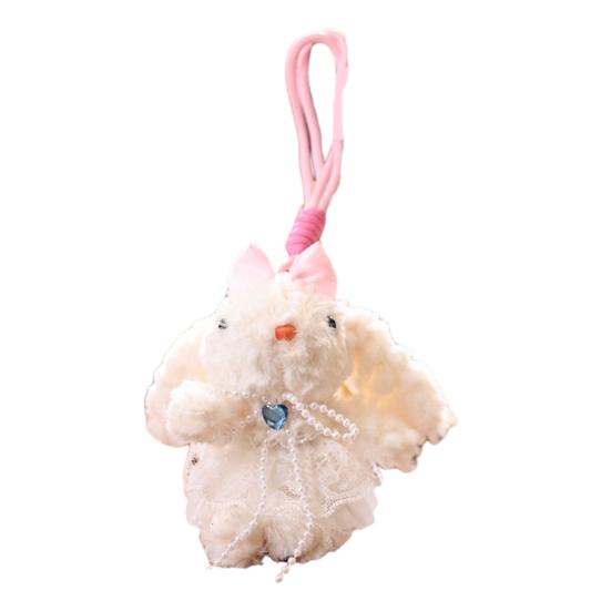 

Кукольный брелок-подвеска, мультяшный плюшевый брелок в виде кролика с сердцем и бантом, ожерелье, держатель для ключей от машины, подвеска, аксессуары для рюкзака розовый