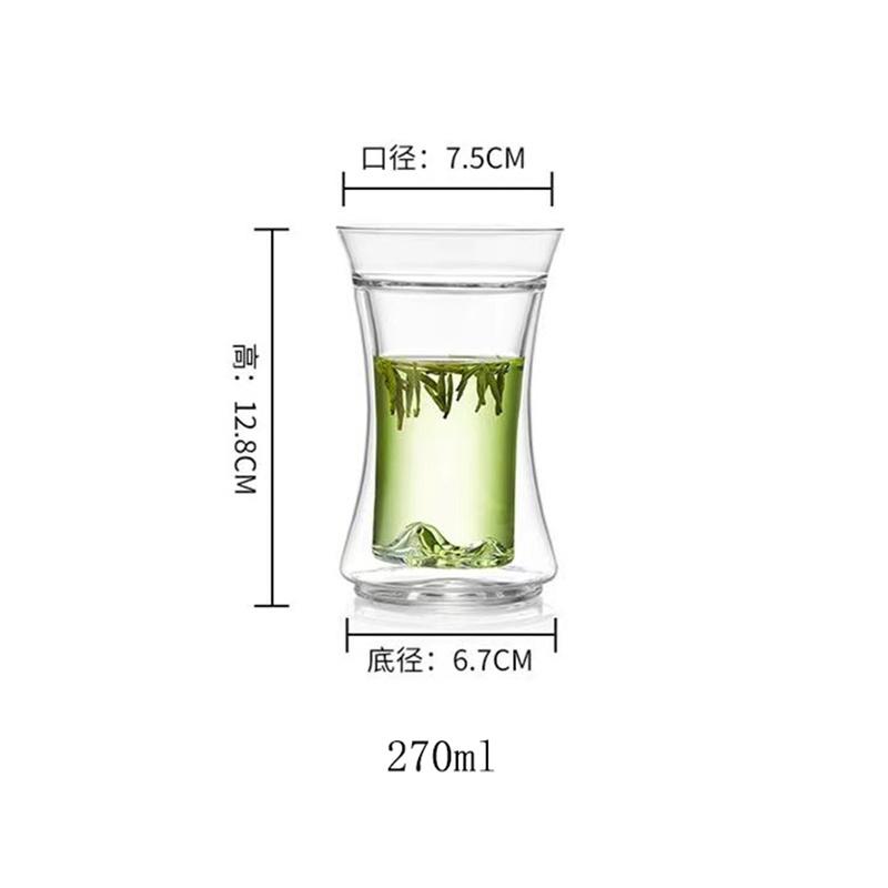

Жаростойкая кружка для кофе из стекла с двойными стенками, кружка для чая с видом на горы, чашка для кунг-фу из высокоборосиликатного стекла, чашка для зеленого чая, кружка для молока и пива, посуда для напитков 270ml чистый