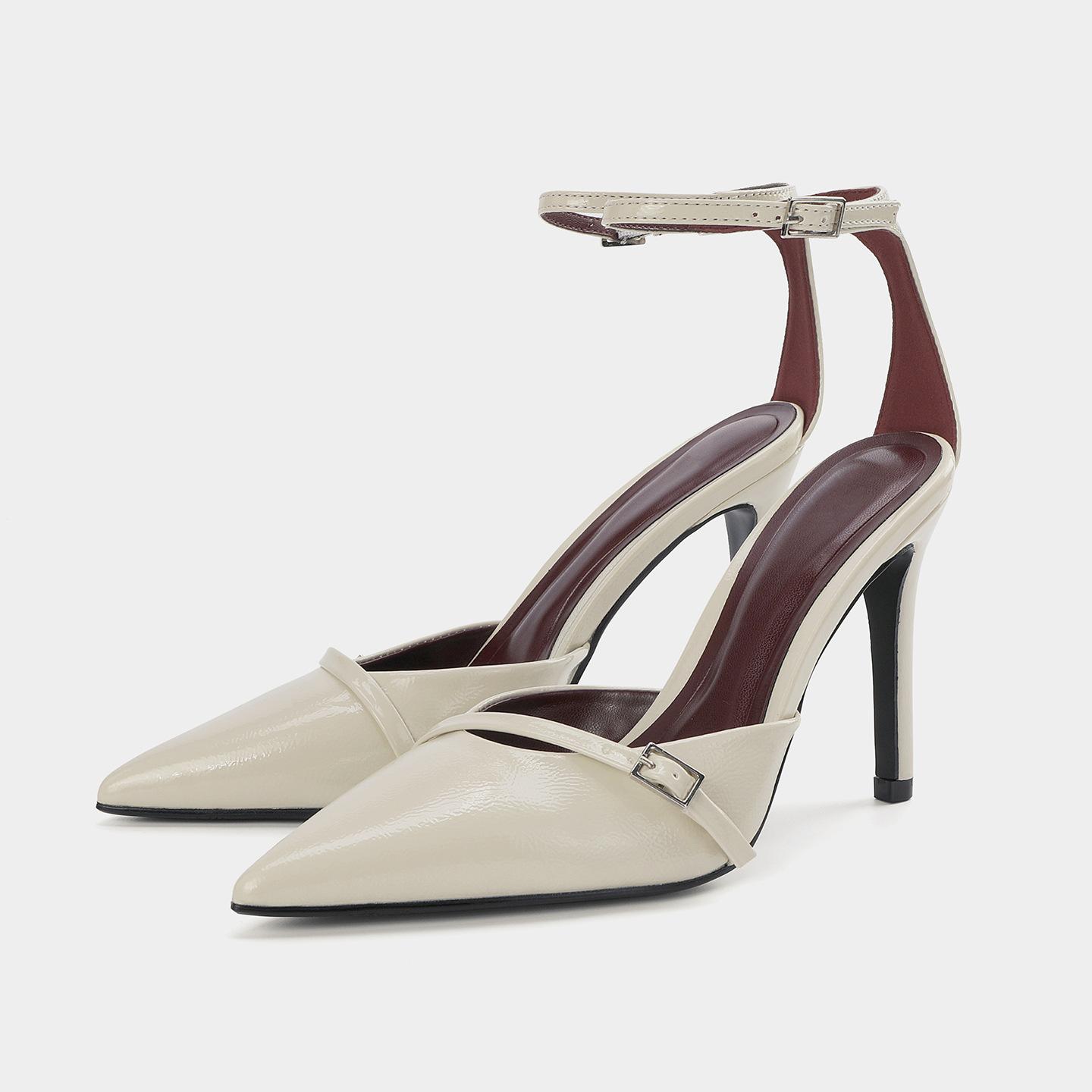 

Fashion Elegant Pointed Toe Narrow Band Pumps Women Fashion Shallow Ankle Buckle High Heeled Sandals Concise Comfort Wedding Bridal Shoe 42