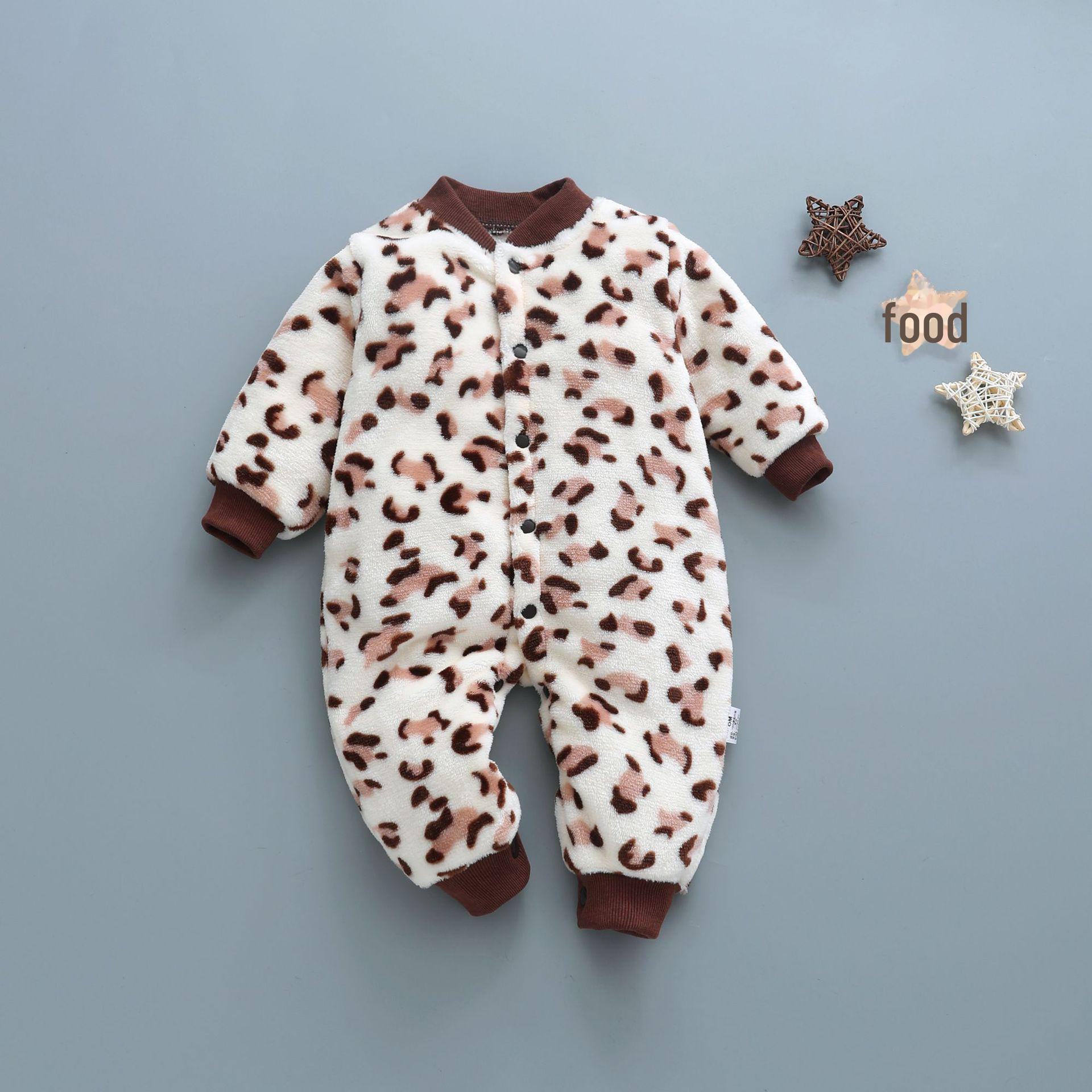 

Утолщенный детский комбинезон с мультяшным принтом: Мягкая, симпатичная фланель с короткими рукавами для осени/зимы 90cm (18M recommended height 90cm)