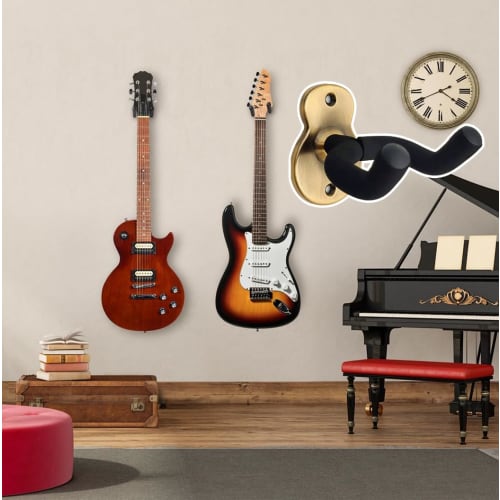 Wall-Mounted Guitar Hanger, Guitar Stand with Hook, Stable and Space-Saving, Easy to Install, Suitable for Guitars, Basses, Ukuleles, and Other Instru
