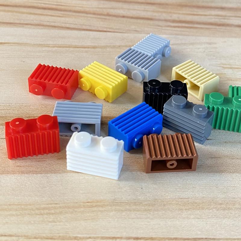 Compatible Building Block 2877 Building Block 1X2 Slotted Brick Toy Accessories Parts Assembly And Assembly Striped Wall Tiles Spare Parts