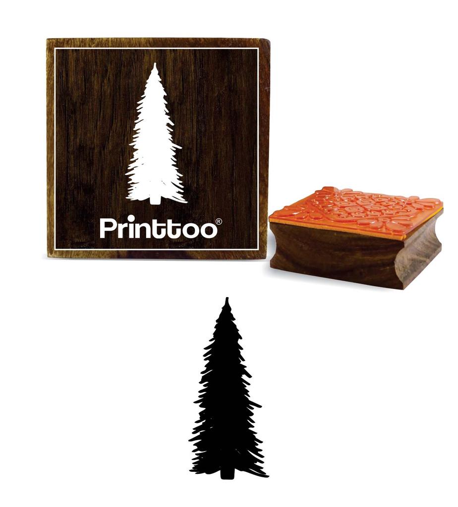 Printtoo Christmas Tree Design Diary Card Print Square Wooden Rubber Stamp Block-2 x 2