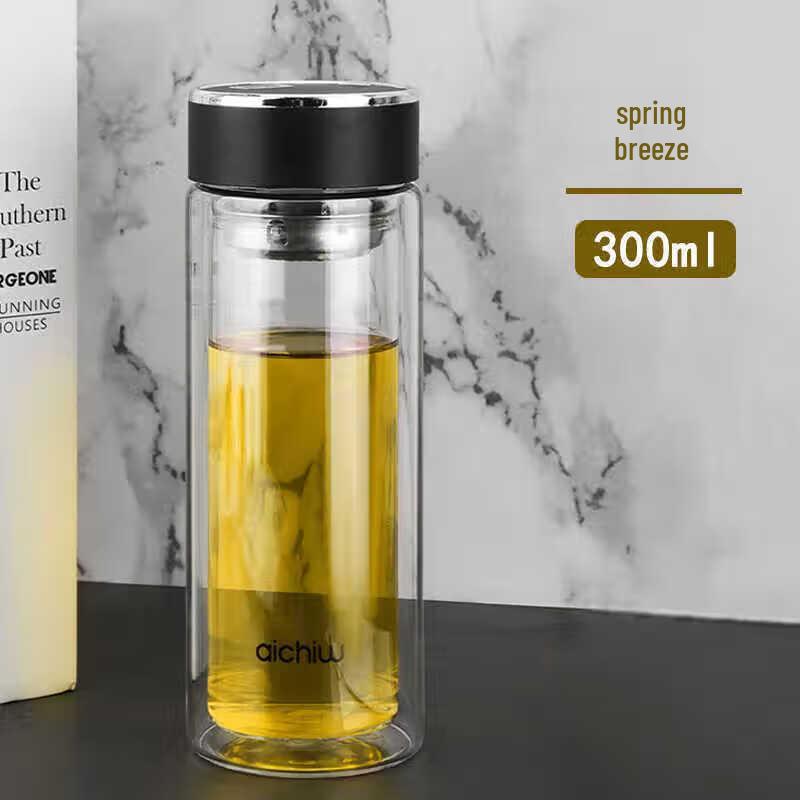 Ai Qi Wu Double-Walled Glass Mug with Lid