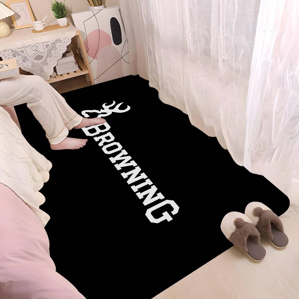 B-Browning Logo Room Mats Retro Multiple Choice Living Room Kitchen Rug Non-Slip Welcome Rug