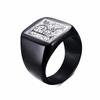 Mens Stamp Ring,Black Stainless Steel Letter Ring Chunky Ring,Rock Punk Jewelry Gift for Him