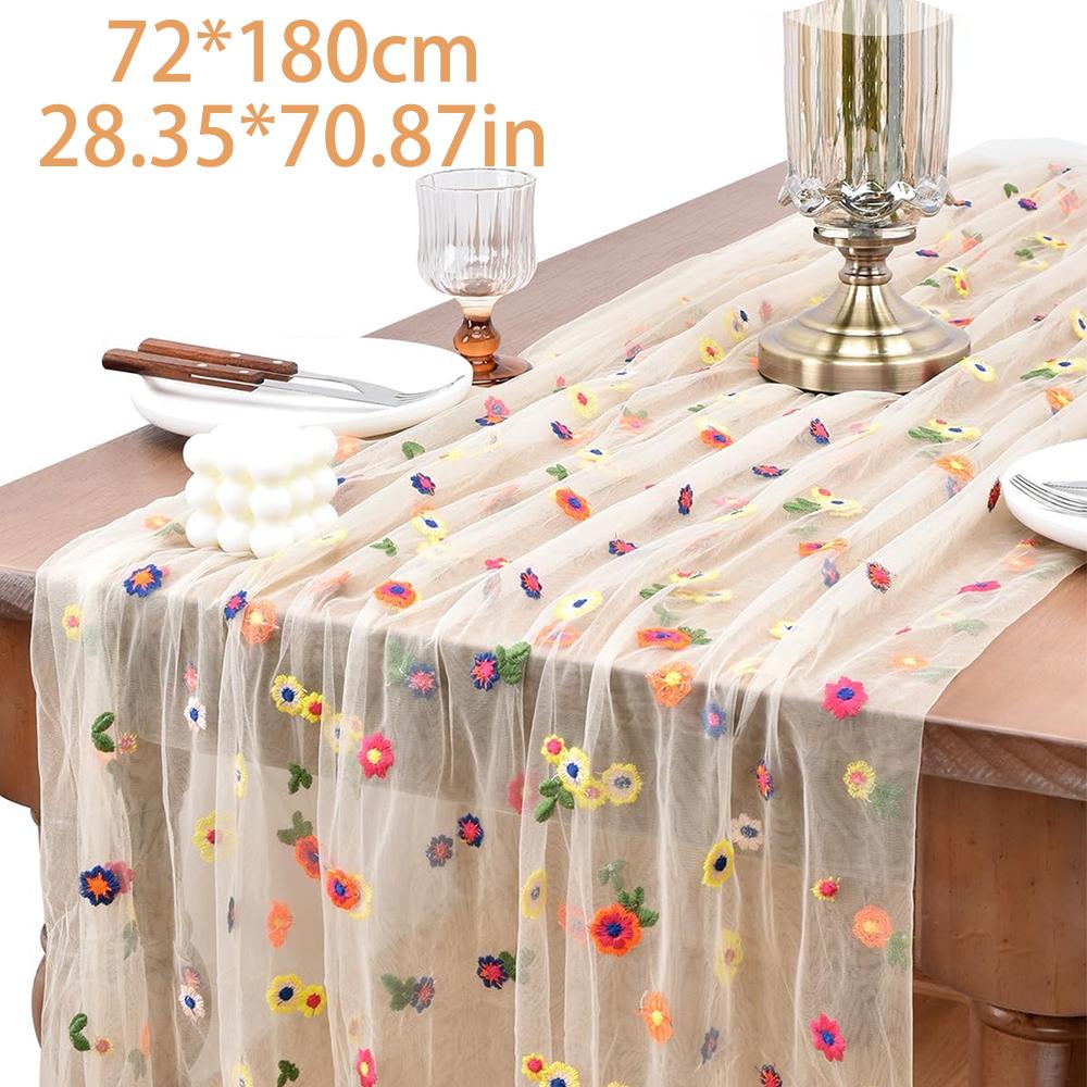 

Pastoral Floral Tablecloth Decorative Dining Mesh Table Runners Seasonal Dining Table Decoration Party Home DIY Table Runner
