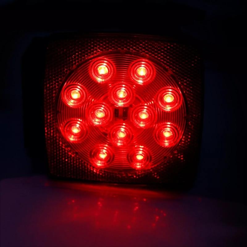 Shock Absorbing Square LED Truck Trailer Tail Light Lamp Waterproof Design Shockproof Structure Long Lasting Brightness