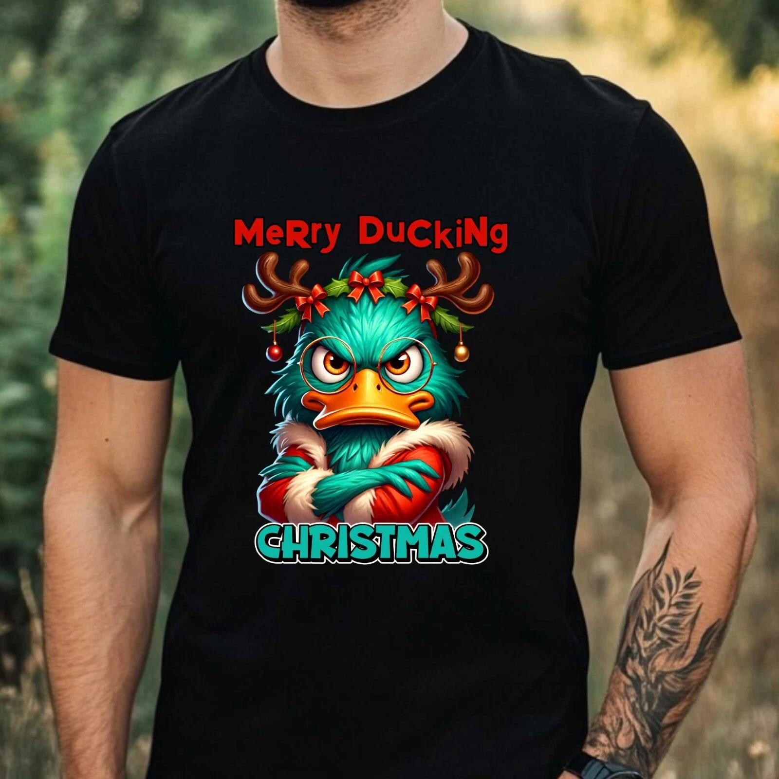 T-Shirt Herren Lustige Mürrische Ente Motiv Baumwolle Größe XS bis 5XL XS