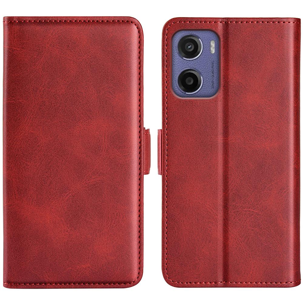 For Motorola Moto E15 4G Stand Case Calf Texture Leather Wallet Phone Cover