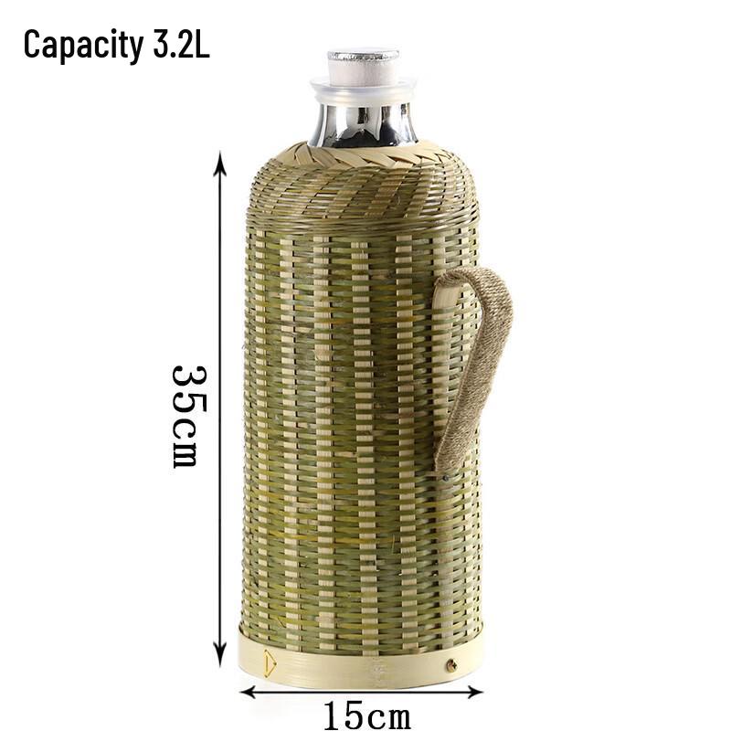 ZISIZ Handmade Bamboo Woven Thermos Flask