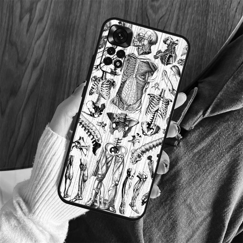 Medical Skeleton Anatomy Case For Xiaomi Redmi Note 13 14 Pro 12 11 10 15 Pro Plus Redmi 15 C 13 10C 12C 13C 14C Cover