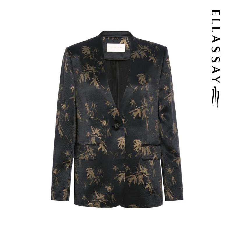 ELLASSAY Women's Chinese Style Bamboo Print Blazer
