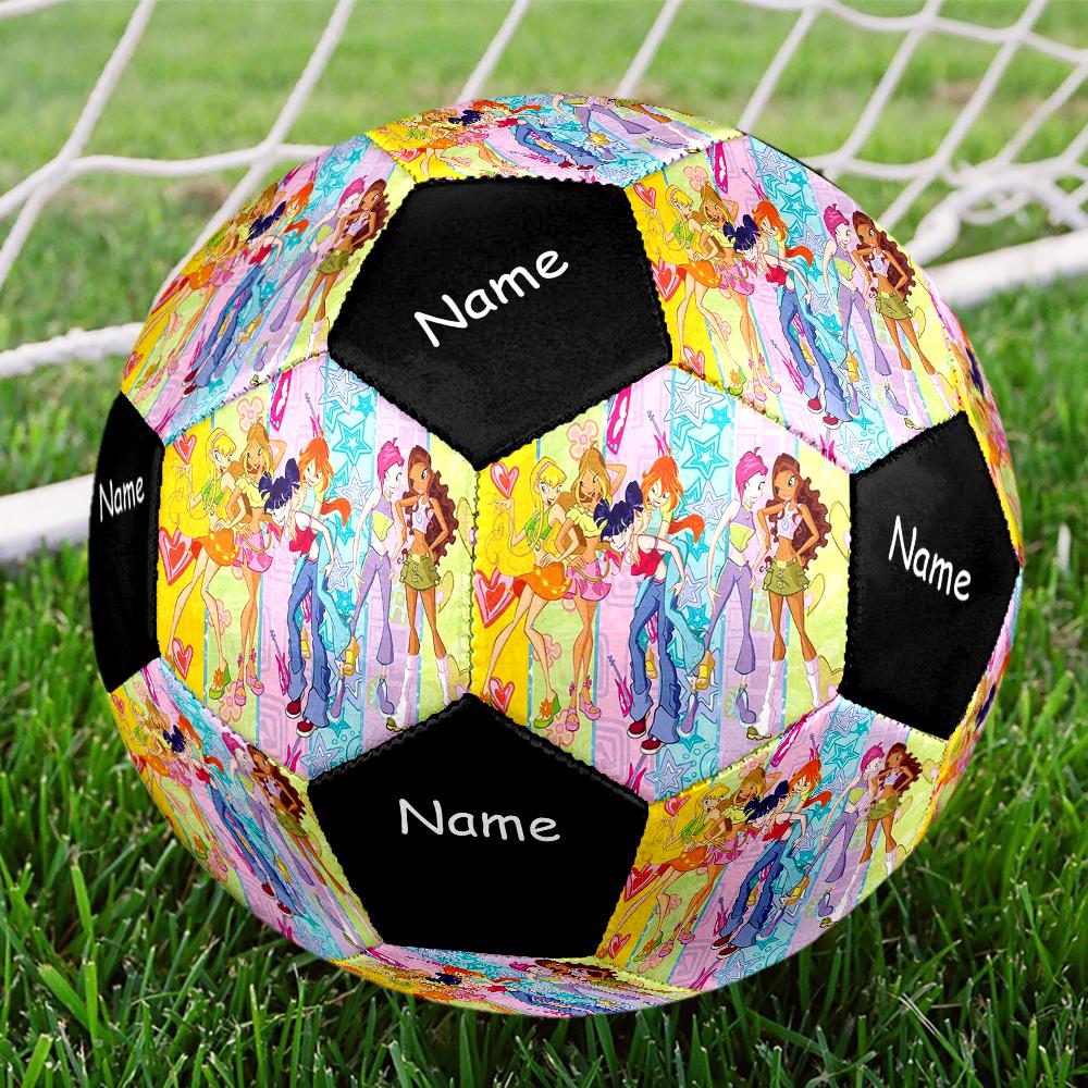 Custom Name Winx Club Theme Size 5 Soccer Ball, Suitable for Both Indoor and Outdoor Matches, a Gift Suitable for Everyone.