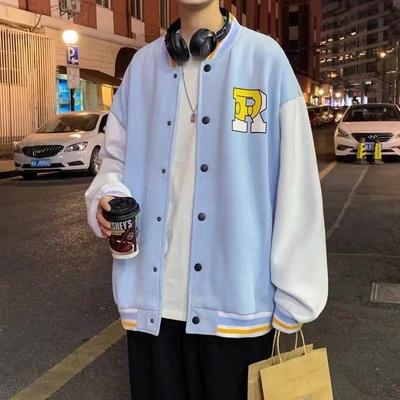 Men's Trendy Baseball Jacket - Loose Fit, Stand Collar Cardigan for Spring and Autumn