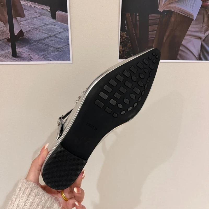 Fashion 2025 New Added Interior Cover Toe Shoes for Women's Slippers Outdoor Flash Slide Pointing Summer Crystal Covered Toe Shoes