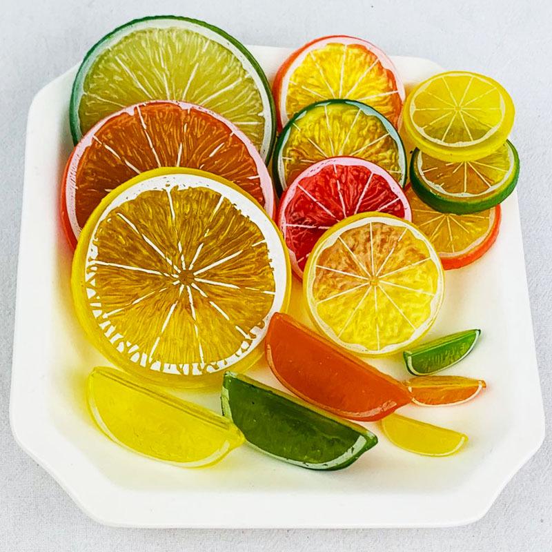Simulation Fruit Models: Lemon, Orange, Strawberry, and Watermelon Slices for Decoration & Photography Props