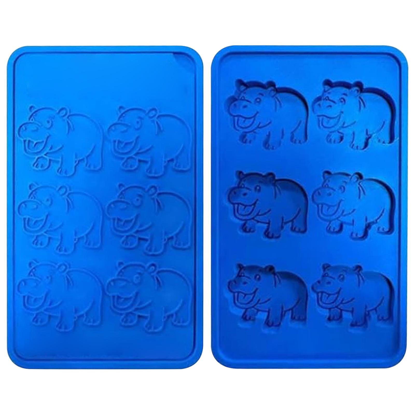 Hippopotamus Ice Mold – Creative Silicone Smal Hippopotamus Ice Trait, Cute And Fun Shape, Suitable For Whiskey, Cake, Chocolate, Etc., Blue