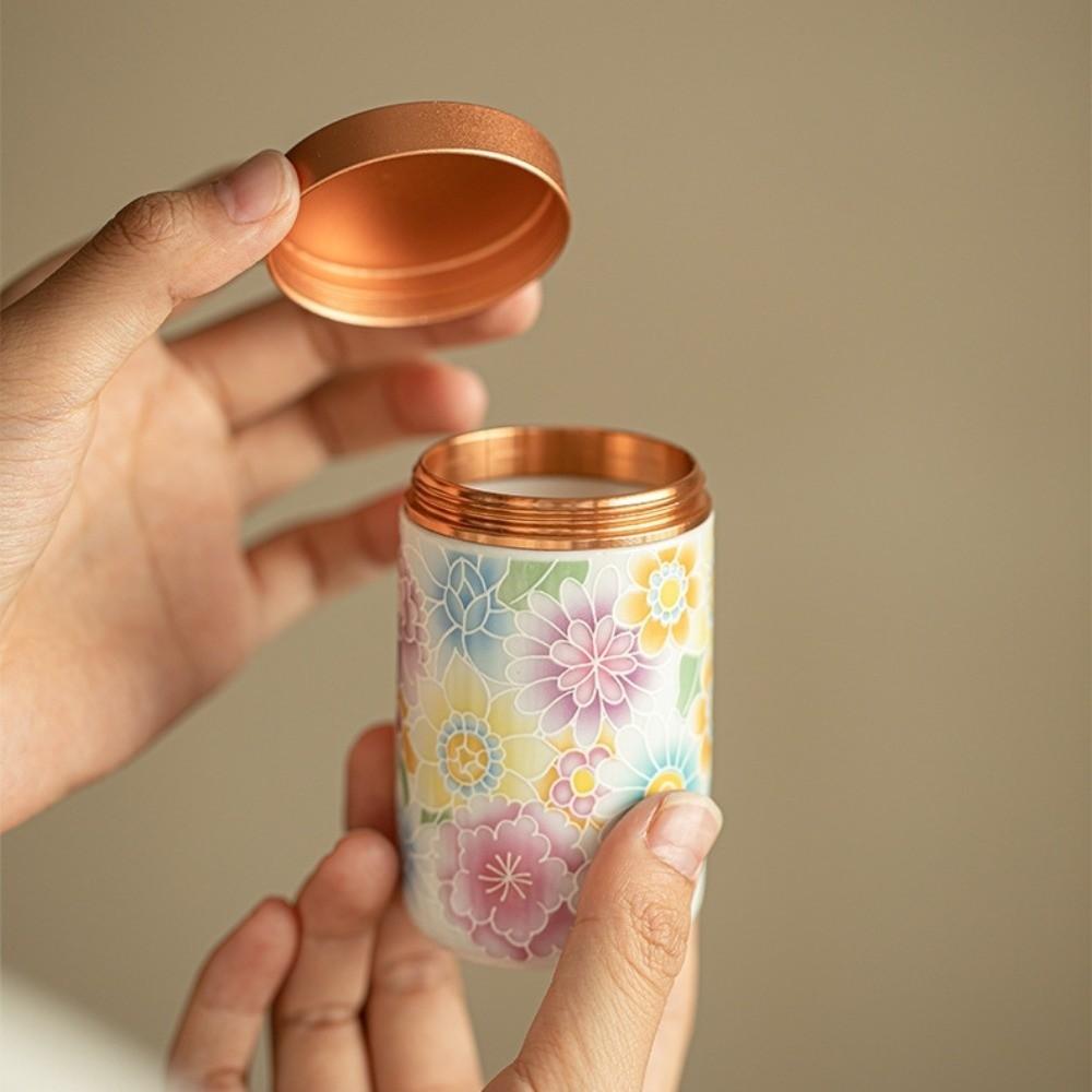 Ceramic Flower Enamel Tea Canister Mini Portable Empty Tea Tin Can Chinese Style Exquisite Tea Packaging Box Green Red Black Tea