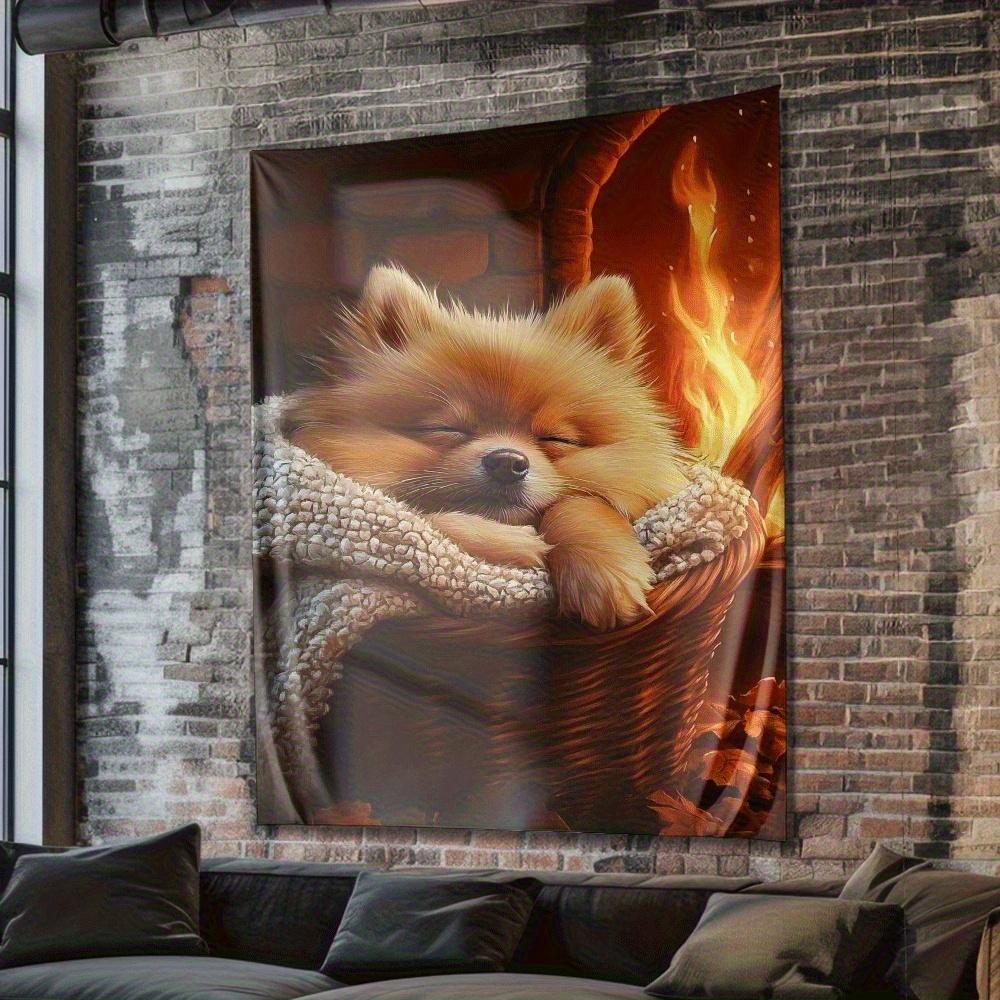 Lazy Sleeping Dog Digital Printing Polyester Wall Tapestry Suitable for Use In Living Rooms Bedrooms Offices Bars and Party