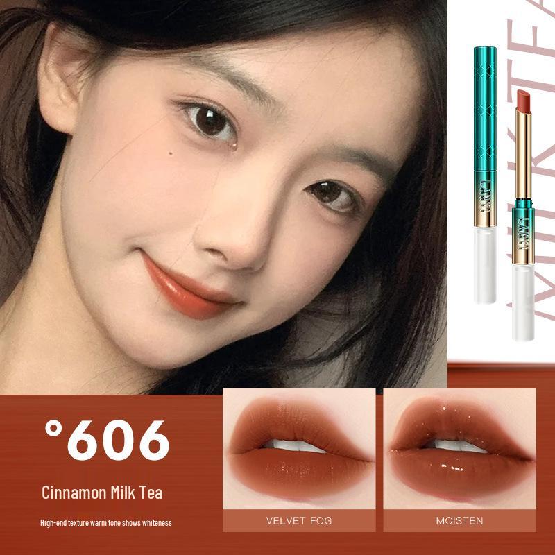 Lan Yi Color-Locking Waterproof Lipstick - Fade-Resistant, Long-Lasting Cinnamon Milk Tea Shade