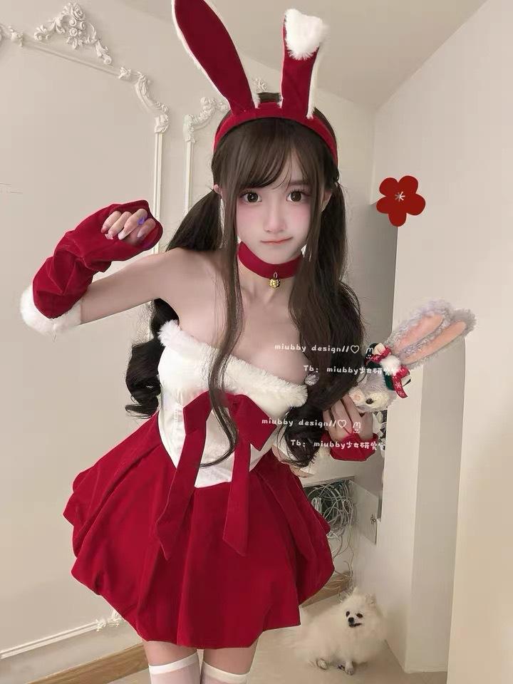 Sex Underwear Christmas Robe Korean Velvet Bunny Cosplay Dress Uniform European and American Models